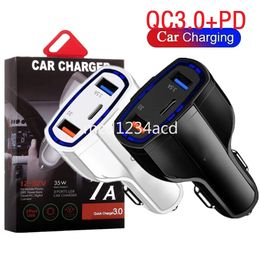 35W 7A Fast Quick Charge PD Car Charger Type c USB-C 3Ports QC3.0 vehicle Car Chargers Power Adapter For IPhone 14 15 11 12 13 Samsung Lg M1 With Retail box