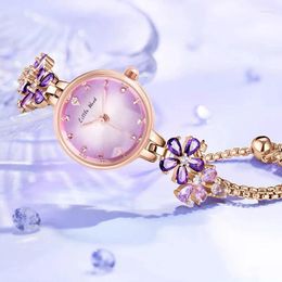 Wristwatches UTHAI L94 Women's Watch Luxury Violet Waterproof High Sense Female Fashion Quartz Bracelet Watches Jewellery Accessories