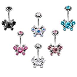 Zircon Butterfly Shape Stainless Steel Navel Belly Button Rings Women Fashion Piercing Body Piercing Jewellery