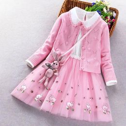 Clothing Sets Girls Autumn Winter Kids Sweater Coat Cotton Dress 2Pcs Suits For Teen Girl Princess Costume 3 4 6 9 Years Old