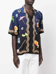 Casablanca Designer Shirt 23ss Colourful Fruit Wine Glass Gradient Unisex Hawaiian Short Sleeve Shirt Casablanc