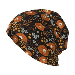 Berets Halloween Tattoo Floral Pattern Knit Hat Male Funny Caps Women Men's