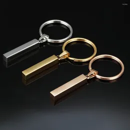 Keychains Stainless Steel Rectangle Charm Keychain Blank For Engrave Metal Bar Key Chain Mirror Polished 10pcs