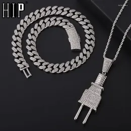 Chains HIP HOP Bling Iced Out Plug Pendants Cuban Necklace Chain For Women Men Shiny Rappers Metal Jewelry Gift