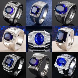 Cluster Rings Women Men Ring Jewellery Set Accessories With Sapphire Zircon Gemstone For Wedding Party Gift Finger