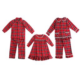 Pajamas Wholesale Baby Clothes Tartan Flannel Toddler Pajamas Sets Matching Family Kids Boy Girl Christmas Pyjamas 231109