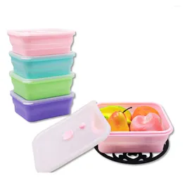 Storage Bottles 1pc 1000ML Bento Box Lunch Folding Food Warmer Container Picnic Snackle 18.4x15.4x7cm Kitchen Accessories