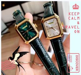 American High-End Quartz Watch Women Cute Waterproof Clock Black Green Red Leather Strap Business Leisure Ultra Thin Lady Girl Mother Gifts Bracelet Watches