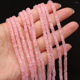Beads Natural Stone Rose Quartzs Bead Faceted Square Shape Loose For Jewelry Making Women Necklace Bracelet Accessories