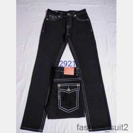 Mens Jeans True Long Trousers Coarse Line Super Religion Clothes Man Pencil Blue Black Denim Pants High Quality Top Cp Purple 2023s 5 X8ow