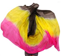 Stage Wear Arrivals Real Silk Belly Dancing Veil For Dancers Scarf Shawl Rose Yellow Black Colours 250/270 114 Cm Women