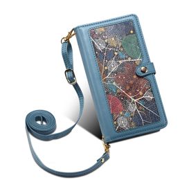 Necklace Graffiti Zipper Phone Case for iPhone 15 14 13 12 Pro Max Google Pixel 8 8Pro 7 7A 7Pro 6 6Pro 6A Sturdy Multiple Card Slots Leather Wallet Chain Kickstand Shell