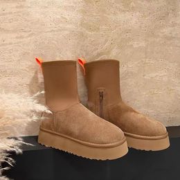 Ugglie W classic dipper boot ug fur sheepskin slides snow boots ugslies winter warm slim booties zippers suede slip on thick platform shoes