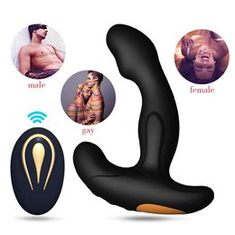 Masturbator Wireless Remote Control Vibrator Prostate Massager Silicone Butt Plug Anal Dildo Sex Toys USB Charging G Spot Electric Shocker