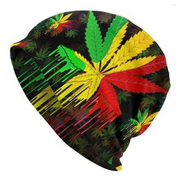 Berets Leaf Rasta Colours Bonnet Hat Cool Outdoor Leaves Skullies Beanies Men's Women's Spring Dual-use Caps