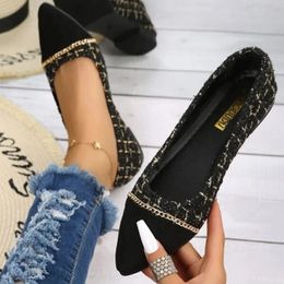 Slippers Pointed Toe Chain Design Flat Bottom Women's Shoes Outdoor Anti slip Sexy Fashion Low High Heels Office Spring/Summer New Women's Shoes 2022 231109