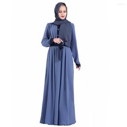 Ethnic Clothing Muslim Dress Women Plus Size Big Swing Abaya High Waist Slim Robe Long Flare Sleeve Maxi Ramadan Islamic 2023