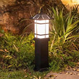 Outdoor Solar Lawn Lamp Creative Black Aluminium Waterproof IP65 Led Decoration Home Villa Park Garden Lights
