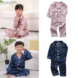 Pyjamas 2021 New Autumn Baby Kids Girls Boys Cartoon Animal Print Sleepwear Set Long Sleeve Button Blouse Tops+Pants Pyjamas Set 1-6YL231109