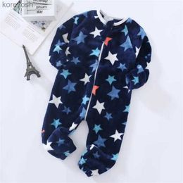 Pajamas 1 to 5 Years Winter Flannel Childrens Pajamas Sleeping Bags Rompers for Boys and Girls One-piece Suits for Home WearL231111