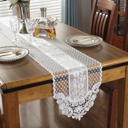 Table Runner Table Runner Embroidered Tea Table European TV Cabinet Table Cloth Lace Pendant Tassel Dress Table Logo Shoes Dust Cover 230408