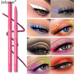 Julystar foreign trade fluorescent eyeliner pencil Colour eyeliner cross border waterproof not easy to smudging glue eyeliner pen set wholesale