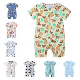 Rompers Summer born Baby Romper Double Zippers Dinosaur Rompers For Baby Boy Pajamas Clothes Kids Onesie Fashion Baby Clothing 231108