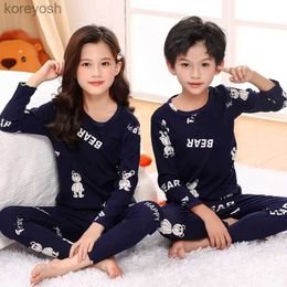 Pajamas Teens Pajamas Long Sleeve Cotton Pyjamas Big Kids Clothes Sets Children Boys Sleepwear Pajamas For Girls 6 8 10 12 14 16 YearsL231109