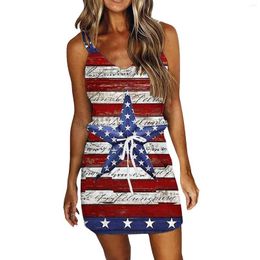 Casual Dresses Independence Day Printed V-Neck Bodycon Dress For Women Fashion Sexy Party Evening Deep U Shaped Cover Hip Vestidos