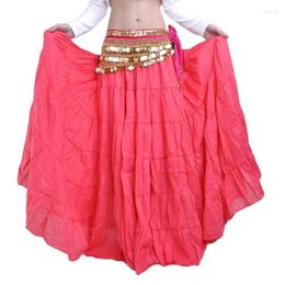 Stage Wear Women Belly Dance Linen Skirt Practise 16 Colour Long Without Waist Belt Performance Costume 2023