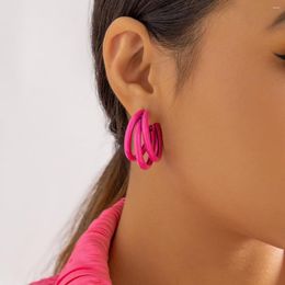 Stud Earrings Trend Color Simple Circle For Women Design Personality Geometry C-shaped Girl Gift 2023 Fashion Jewelry