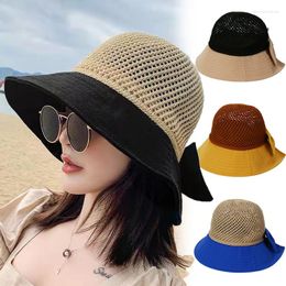 Wide Brim Hats Foldable Floppy Girls Straw Hat Sun Beach Women Summer UV Protect Travel Cap Lady Female Bucket