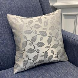 Pillow Contemporary Woven Grey METALLIC Plant Leaves Decorating Home Bedding Case 45x45cm 1 Piece Pack Square Cover