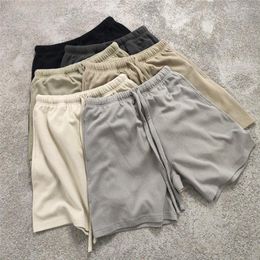 Men's Shorts Summer Cotton-Blend Waffle Three-Pocket Styling Unisex Sweatshorts Streetwear