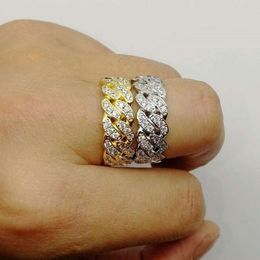 2021 Cuban Style Gold Filled Rings Moissanite Iced Out Jewelry For Daily Wearing Bulk