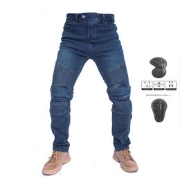 Men's Jeans Embroidery Motorcycle Leisure Outdoor Summer Riding With Protect Gears