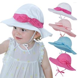 Hats Baby Sun Hat Summer Cotton Breathable Bow Big Brim Cap Born For Kids Boys Girls 1M To 24M Pography Props