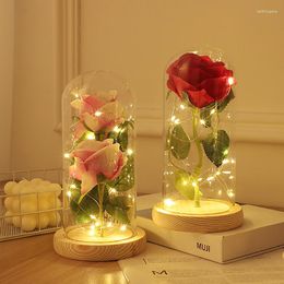 Table Lamps Immortal Rose Artificial Flowers Wedding Decor Creative Valentine's Day Mother's Gift Drop