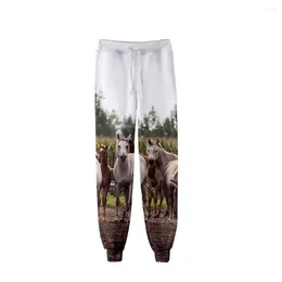 Men's Pants Horse Pattern Female Animal Design Print Streetwear Trousers Elastic High Waist Sports Sweatpants