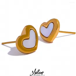 Stud Earrings Yhpup 316 Stainless Steel Heart For Women Charm Shell Gold Color Rust Proof Fashion Cute Romantic Basic Jewelry