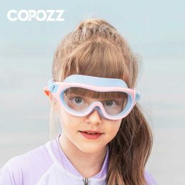 Goggles Copozz Professional Large Frame Kids Swimming Goggles Waterproof Anti Fog UV Diving Glasses HD Kids Eyewear Swim Goggles Gafas P230408