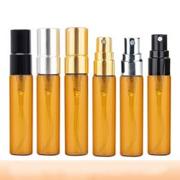 200pcs 5ml amber Empty Refillable Bottle Portable Mini Travel Cosmetics Container Perfume lotion Spray Atomizer