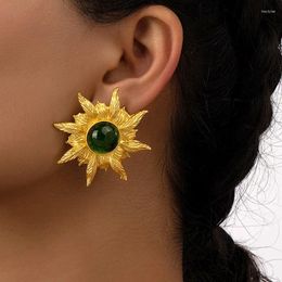 Stud Earrings YDGY Vintage Metal Leaf With Middle Ages And Small Crowd Design Sunflower Fashion Style Women's Accessories