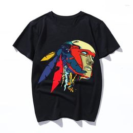 Men's T Shirts Coloured Native Robot Decorated With Feathers Harajuku Cute Clothes Women Men Print Tshirt Vintage Camisas Casual Loose H