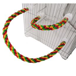 Other Bird Supplies 105/80/55/30cm Colourful Parrot Rope Hanging Braided Budgie Cage Cockatiel Toy Pet Stand Accessories Ladder Swing