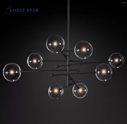 Chandeliers Glass Globe Lighting Modern Brass Chrome Black Hanging Lamps For Ceiling Living Room Dining Pendant Lights