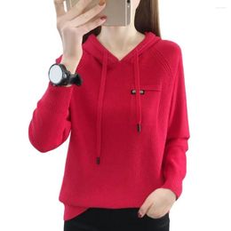 Women's Hoodies Women Hoodie Breathable Lady Cozy Knitted Drawstring Sweater For Fall Winter Soft Warm Stylish