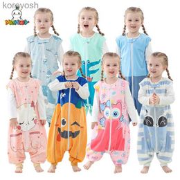 Pyjamas MICHLEY Cartoon Sleeveless Children Baby Sleeping Bag Print With Feet Unisex Sleepwear Sleepsack Pyjamas For Girls Boys 1-6TL231109