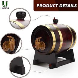 Bar Tools UNTIOR 1.5/3L Wood Wine Barrel Oak Beer Brewing Equipment Rum Pot Whisky Wine Bar Tools Wedding Decoration Home Brew Beer Tools 231109