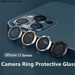 Glass Camera Tempered film For iPhone 12 Pro Max Metal Ring Glass Full Cover Camera Lens Protectors for iPhone 12mini 11 pro Protective Cap